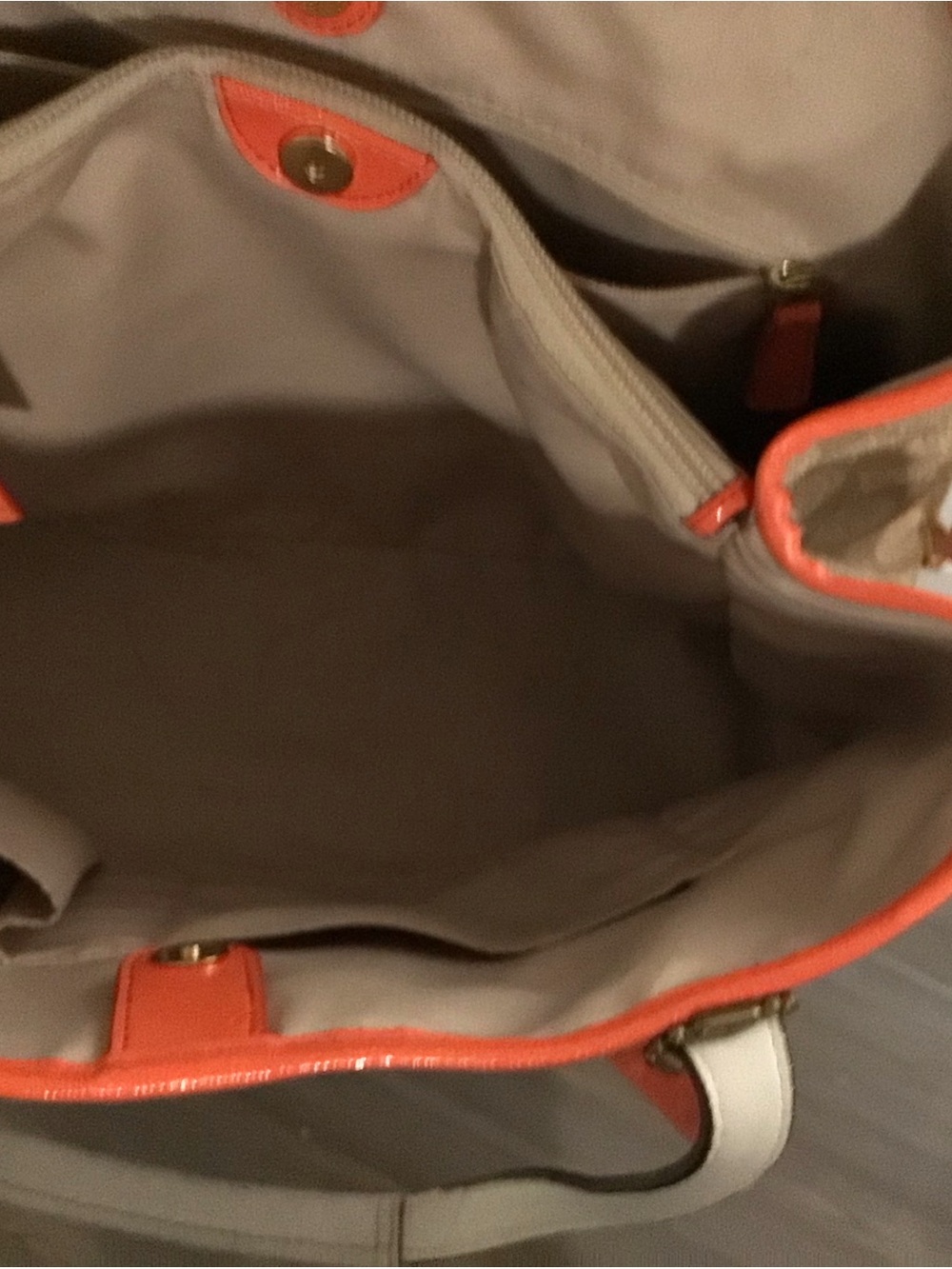 Coach Beige and Orange Stripe Canvas Tote with White Accents - Picture 5 of 6